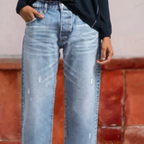 Women’s Straight-Leg Cropped Jeans Distressed Frayed Hem – City Market Visits
