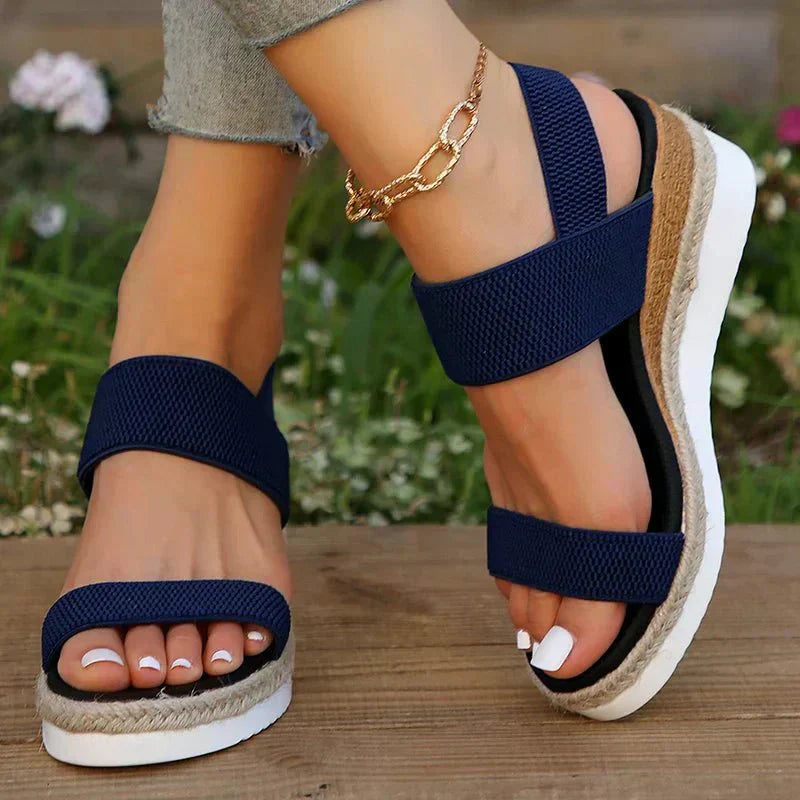 Women's Platform Espadrille Sandals Open Toe Ankle Strap – Beach Vacation