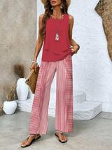 Women's 2 Piece Set Tank Top Wide Leg Straight Neck – Going Out