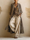 Women's 3-Piece Set Printed Top Trousers Long Outer Layer – Cultural Festival