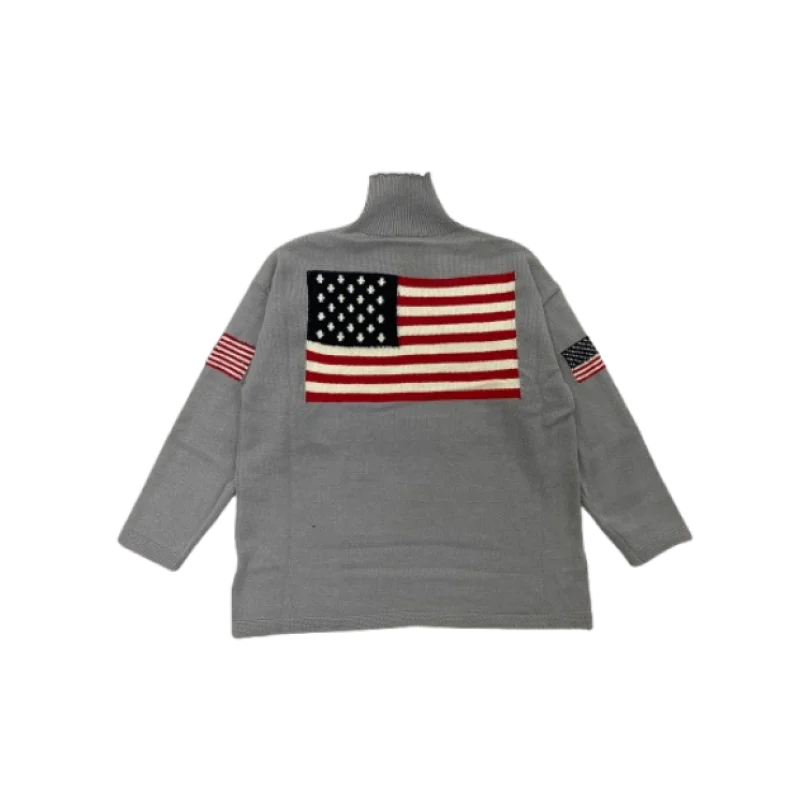 Women's American Flag Oversized Turtleneck Sweater Long Sleeves Ribbed – Weekend Outings
