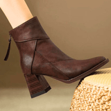 Women's Ankle Boots Block Heel Tassel Zip Rounded Toe – Office Wear