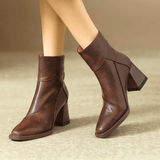 Women's Ankle Boots Block Heel Tassel Zip Rounded Toe – Office Wear