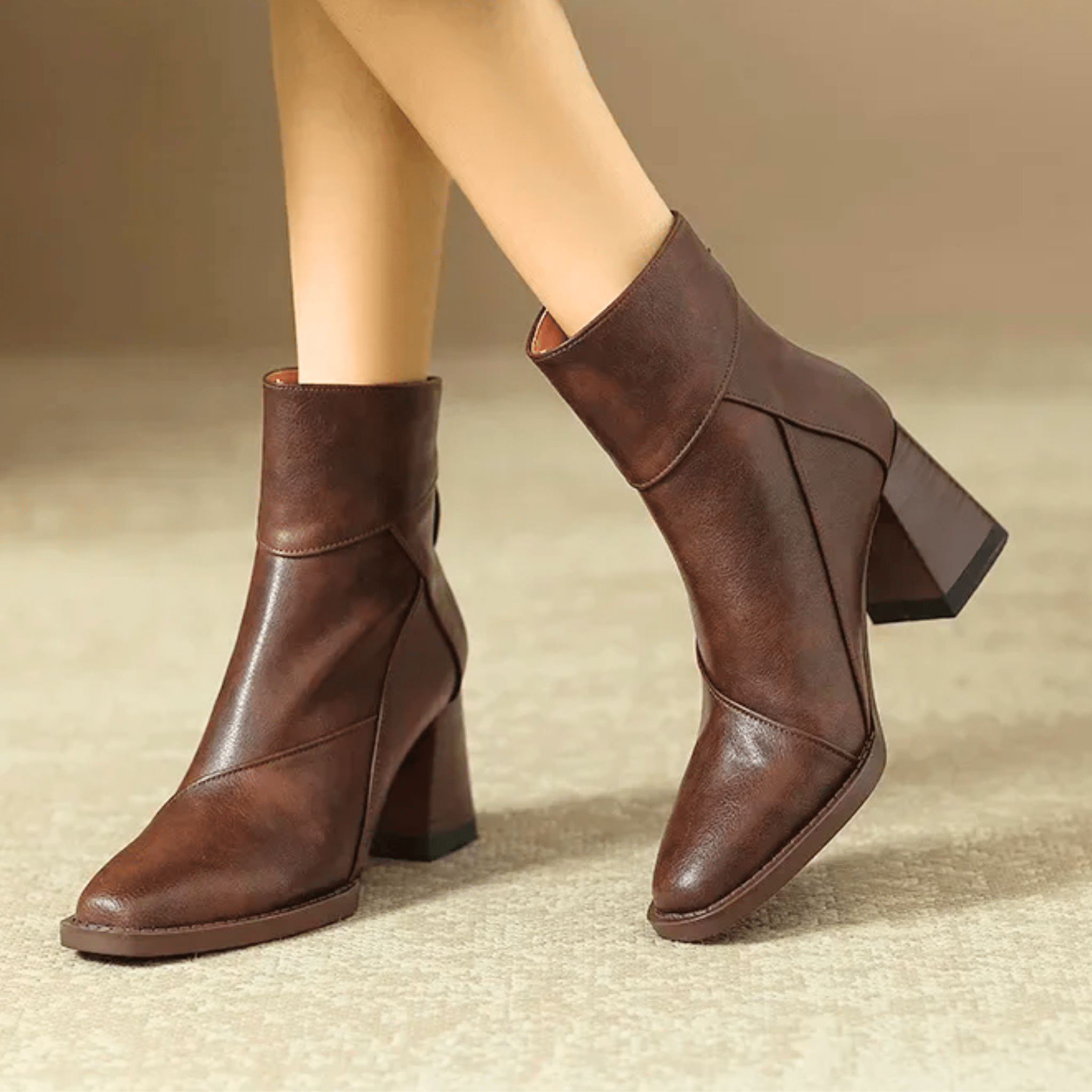Women's Ankle Boots Block Heel Tassel Zip Rounded Toe – Office Wear