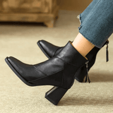 Women's Ankle Boots Block Heel Tassel Zip Rounded Toe – Office Wear