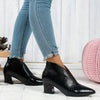 Women's Ankle Boots Croc Embossed Pointed Toe Block Heel – Night Out
