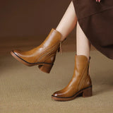 Women's Ankle Boots Side Zip Block Heel Round Toe – Weekend Outing