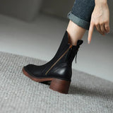 Women's Ankle Boots Side Zip Block Heel Round Toe – Weekend Outing