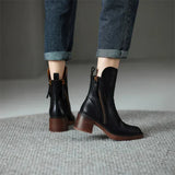 Women's Ankle Boots Side Zip Block Heel Round Toe – Weekend Outing