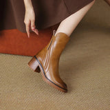 Women's Ankle Boots Side Zip Block Heel Round Toe – Weekend Outing