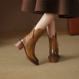 Women's Ankle Boots Side Zip Block Heel Round Toe – Weekend Outing