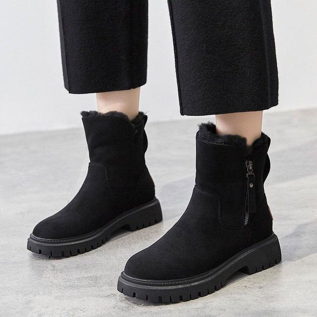 Women's Ankle Boots Side Zip Lug Sole Round Toe – Winter Outing