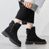 Women's Ankle Boots Side Zip Lug Sole Round Toe – Winter Outing
