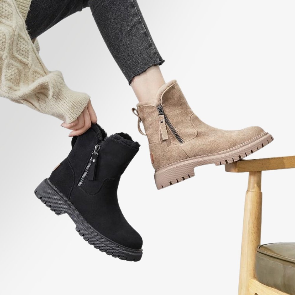 Women's Ankle Boots Side Zip Lug Sole Round Toe – Winter Outing