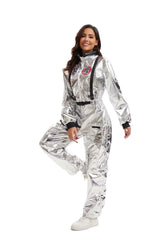 Women's Astronaut Jumpsuit Costume Long Sleeve Zip Front – Halloween Expo