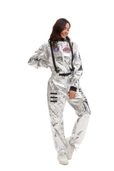 Women's Astronaut Jumpsuit Costume Long Sleeve Zip Front – Halloween Expo