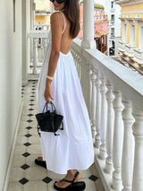 Women's Backless Maxi Dress V-Neck Spaghetti Strap – Pool Party