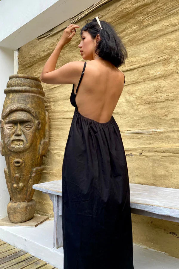 Women's Backless Maxi Dress V-Neck Spaghetti Strap – Pool Party