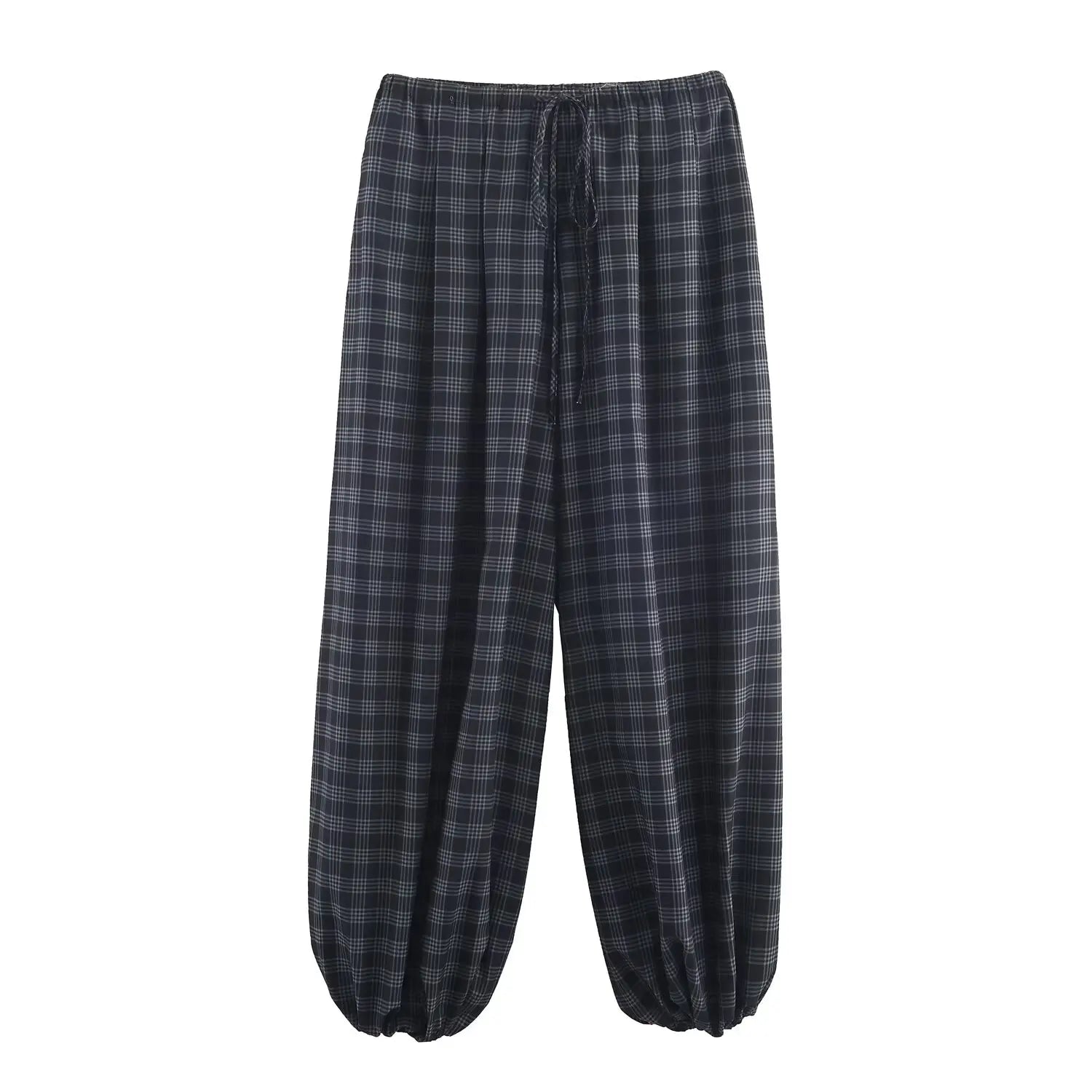Women's Baggy Pants Plaid Drawstring Gathered Cuffs – Outdoor Market