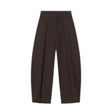 Women's Balloon Pants Pleated Front Wide Leg Tapered Hem – Work Conference