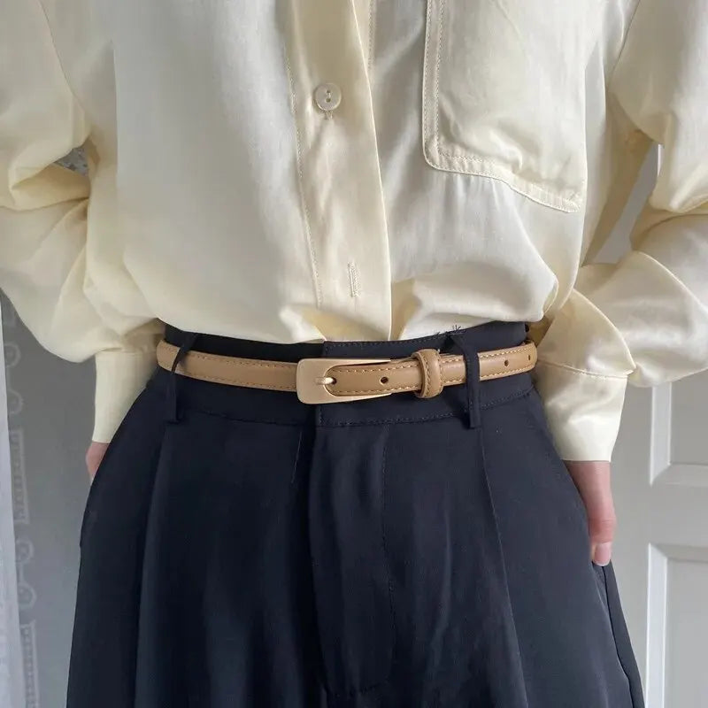 Women's Belt Black Slim Square Buckle – Going Out