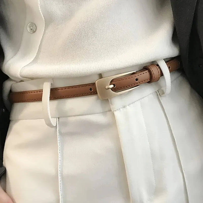 Women's Belt Black Slim Square Buckle – Going Out
