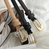 Women's Belt Black Slim Square Buckle – Going Out