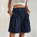 Women's Bermuda Shorts Pleated High Waist – Garden Party Summer