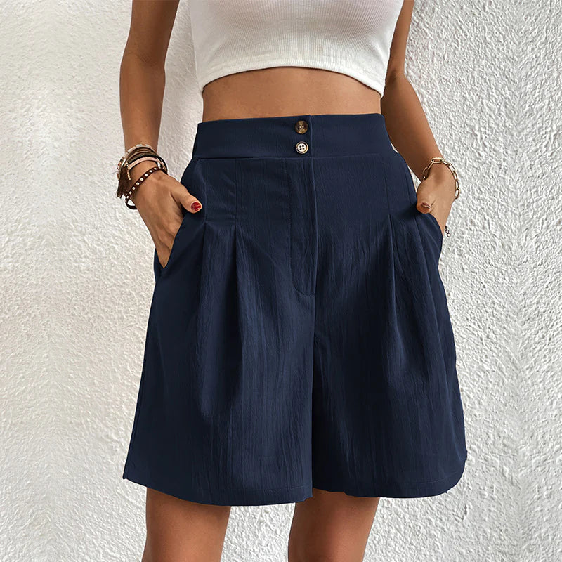 Women's Bermuda Shorts Pleated High Waist – Garden Party Summer