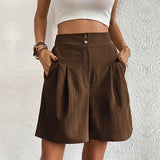 Women's Bermuda Shorts Pleated High Waist – Garden Party Summer