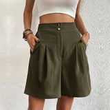 Women's Bermuda Shorts Pleated High Waist – Garden Party Summer