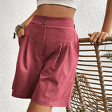 Women's Bermuda Shorts Pleated High Waist – Garden Party Summer