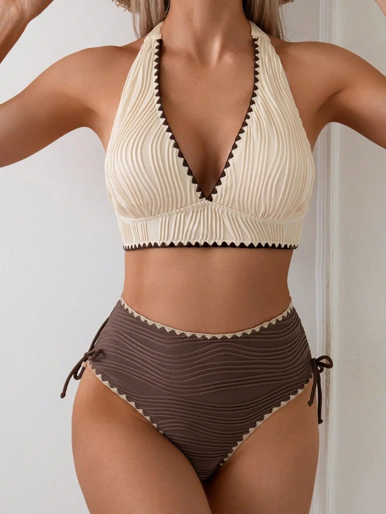 Women's Bikini Set High Waisted Halter Neck Tie Side – Beach Vacation