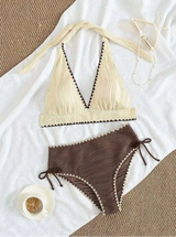 Women's Bikini Set High Waisted Halter Neck Tie Side – Beach Vacation