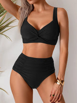 Women's Bikini Set High Waisted Ruched Bottom Wide Strap – Beach Vacation