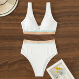 Women's Bikini Set High Waisted V Neck Wide Strap – Beach Vacation