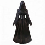 Women's Black Vampire Costume Hooded Lace Up – Halloween Masquerade