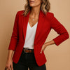 Women's Blazer Button Front Notched Lapel Long Sleeve – Office Wear