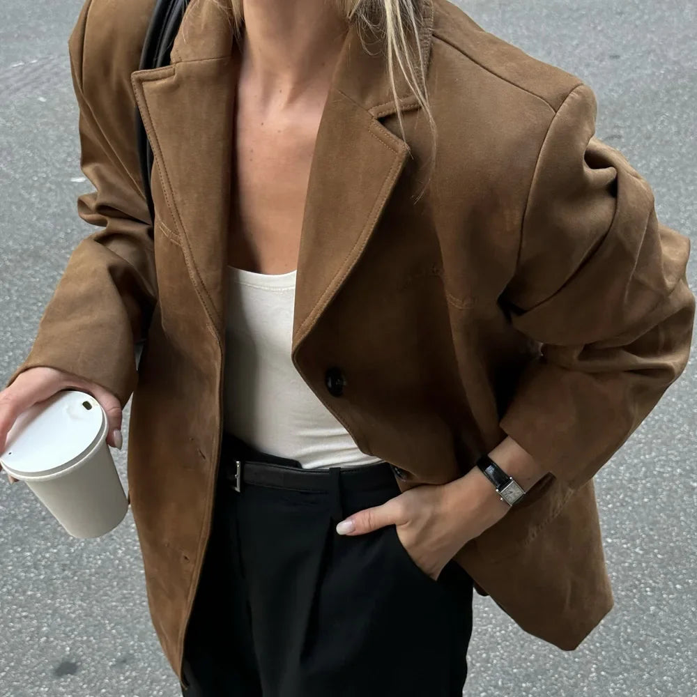 Women's Blazer Jacket Single Breasted Button Front – Office Wear