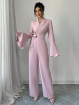 Women's Blazer Jumpsuit Wrap Wide Leg Bell Sleeve – Going Out Reception