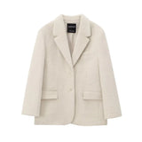 Women's Blazer Long Sleeve Lapel Collar Button Front – Office Wear