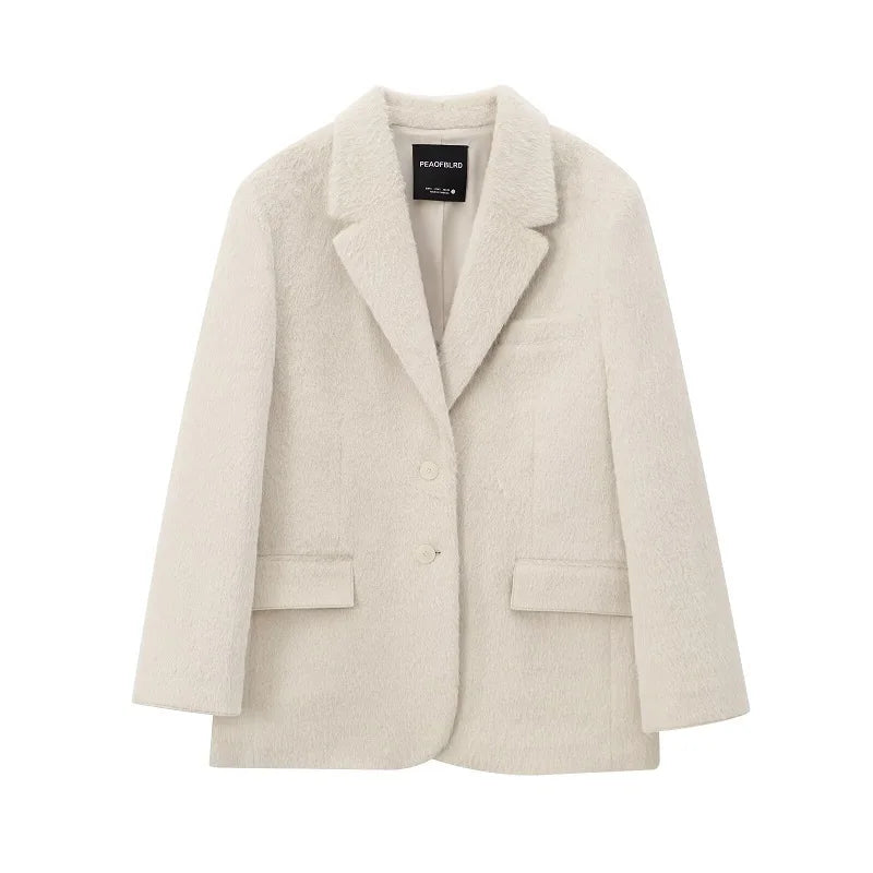 Women's Blazer Long Sleeve Lapel Collar Button Front – Office Wear