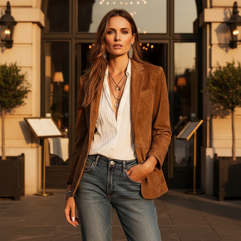 Women's Blazer Notched Lapel Button Front Patch Pocket – Office Day
