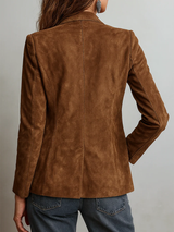Women's Blazer Notched Lapel Button Front Patch Pocket – Office Day