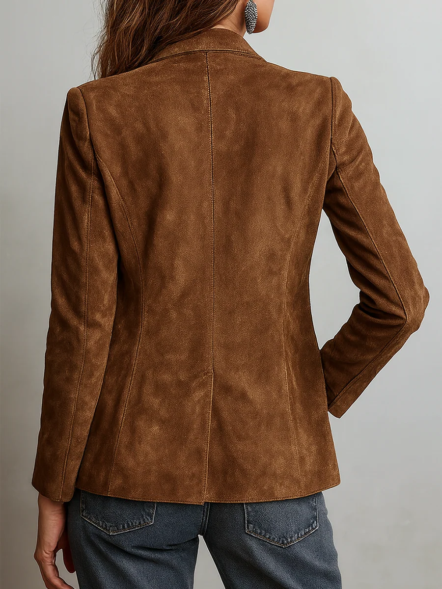 Women's Blazer Notched Lapel Button Front Patch Pocket – Office Day