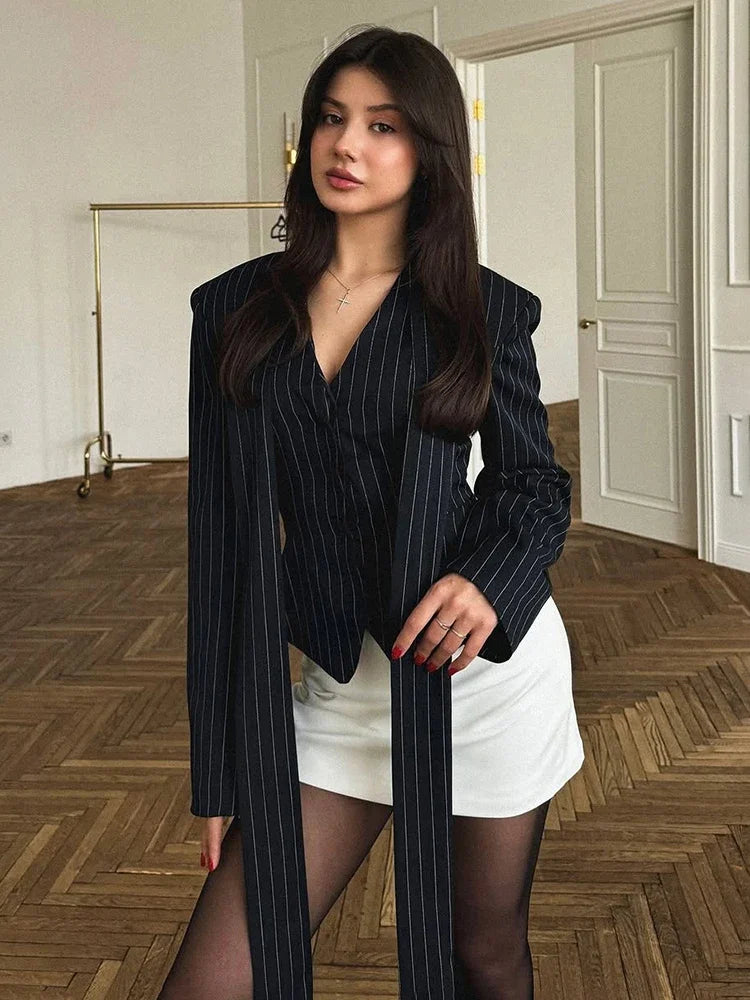 Women's Blazer Tailored V Neck Button Front Long Sleeve - Work Office