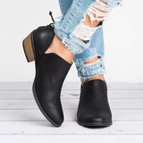 Women's Block Heel Ankle Boots Back Zip Rounded Toe – Street Style Wear