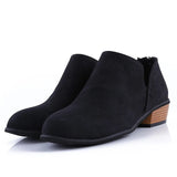 Women's Block Heel Ankle Boots Back Zip Rounded Toe – Street Style Wear