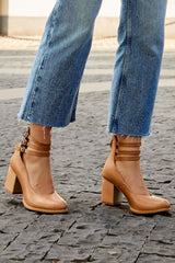 Women's Block Heel Sandals Closed Toe Ankle Strap Back Zipper – Formal Casual Style