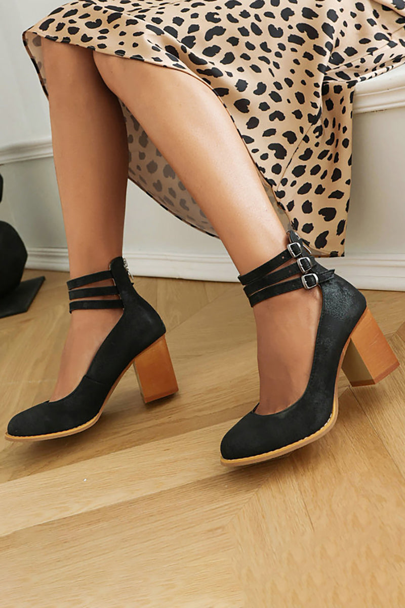 Women's Block Heel Sandals Closed Toe Ankle Strap Back Zipper – Formal Casual Style